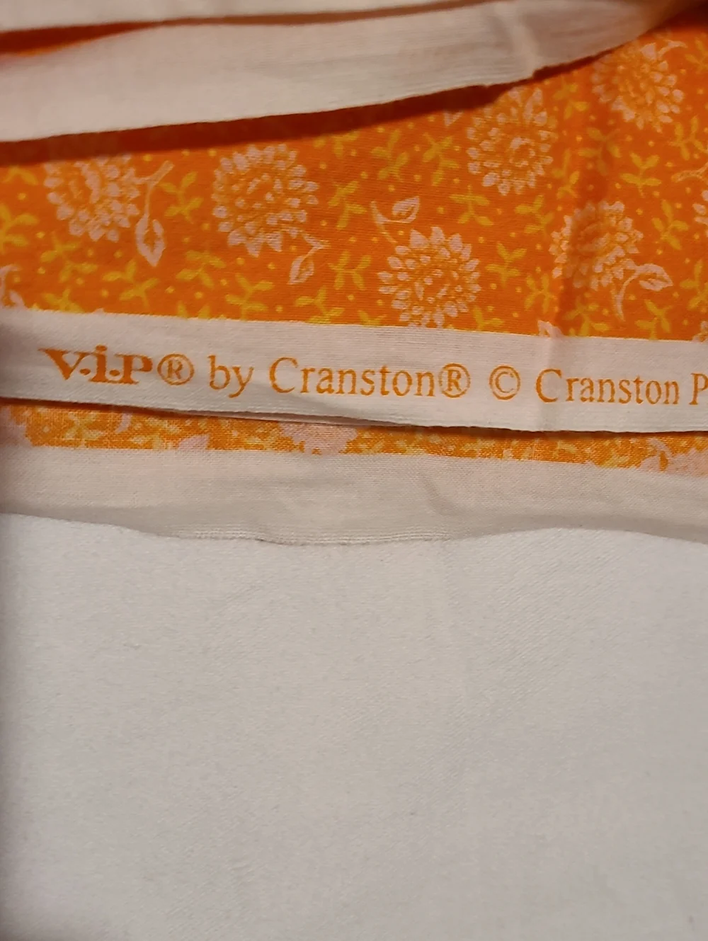 Fabric Orange White Flowers, Over 4 Yards, Sewing Quilting Crafting Cotton